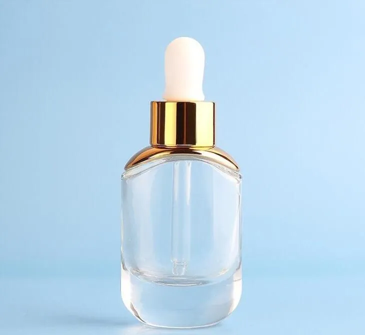 Fashion glass dropper bottle 30ml clear  oil cosmetic container packaging 1oz, serum glass-bottle droppers SN3267