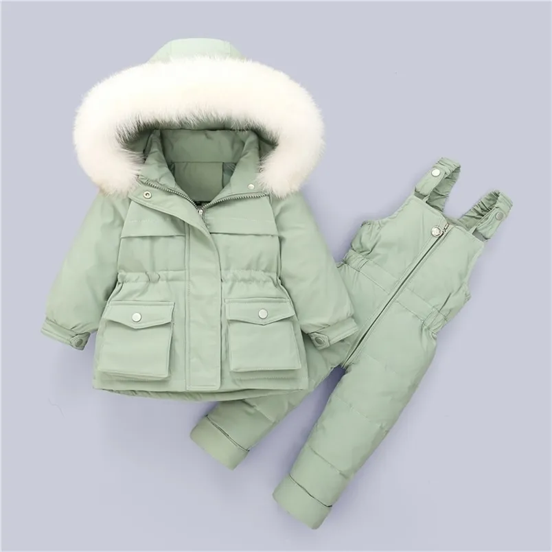 children clothing Set 2pcs Baby toddler boys winter down jacket jumpsuit Thicken Warm kids clothes girls Infant snowsuit 0-5Year 211203