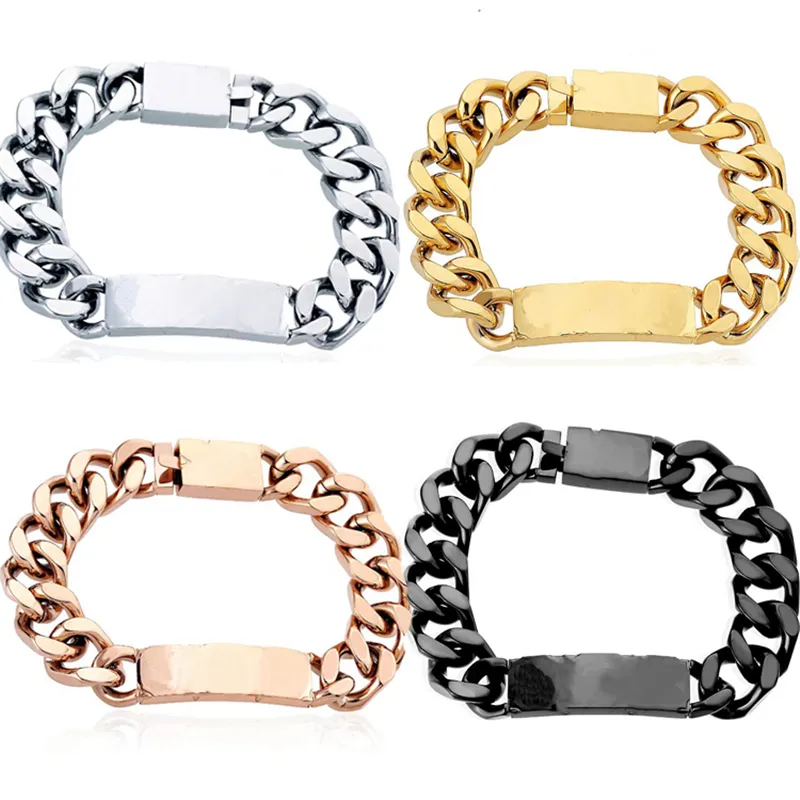 Designer bracelets for Men and Women Stainless Steel cuban Link Iced out bracelet bracciali Chain Brace Male