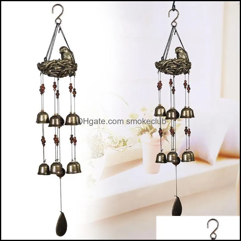Decorative Objects & Figurines Gift Copper Tubes Home Decor Bronze Window Metal Wind Bell Garden Hanging Ornaments 12pcs Bells Chimes
