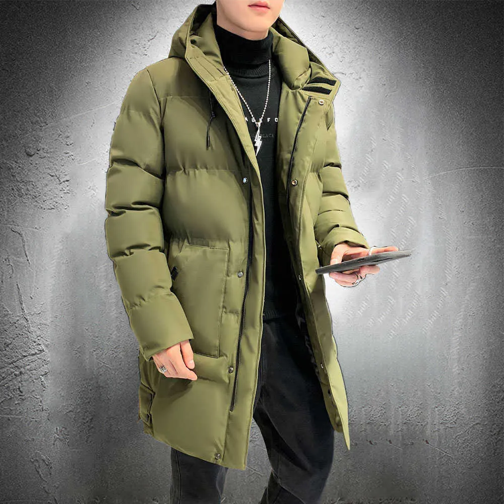 Зимняя куртка мужчины длинные парку осенью пальто на пальто армии зеленый пальто с капюшоном плюс размер 8xL 211013