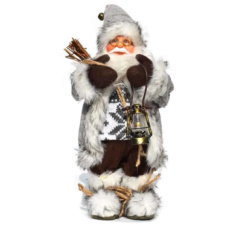 Christmas Decorations Santa Claus Dolls Standing Christmas Figurine Holiday Decoration Ornaments Layout Window Decoration 30 Cm 211018