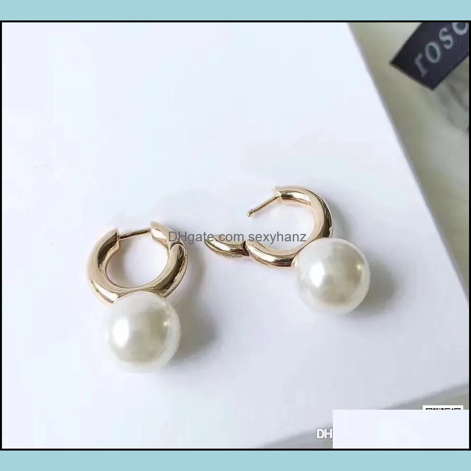2019 Elegant hook earring with pearl ball women earring brand name and box mother gift