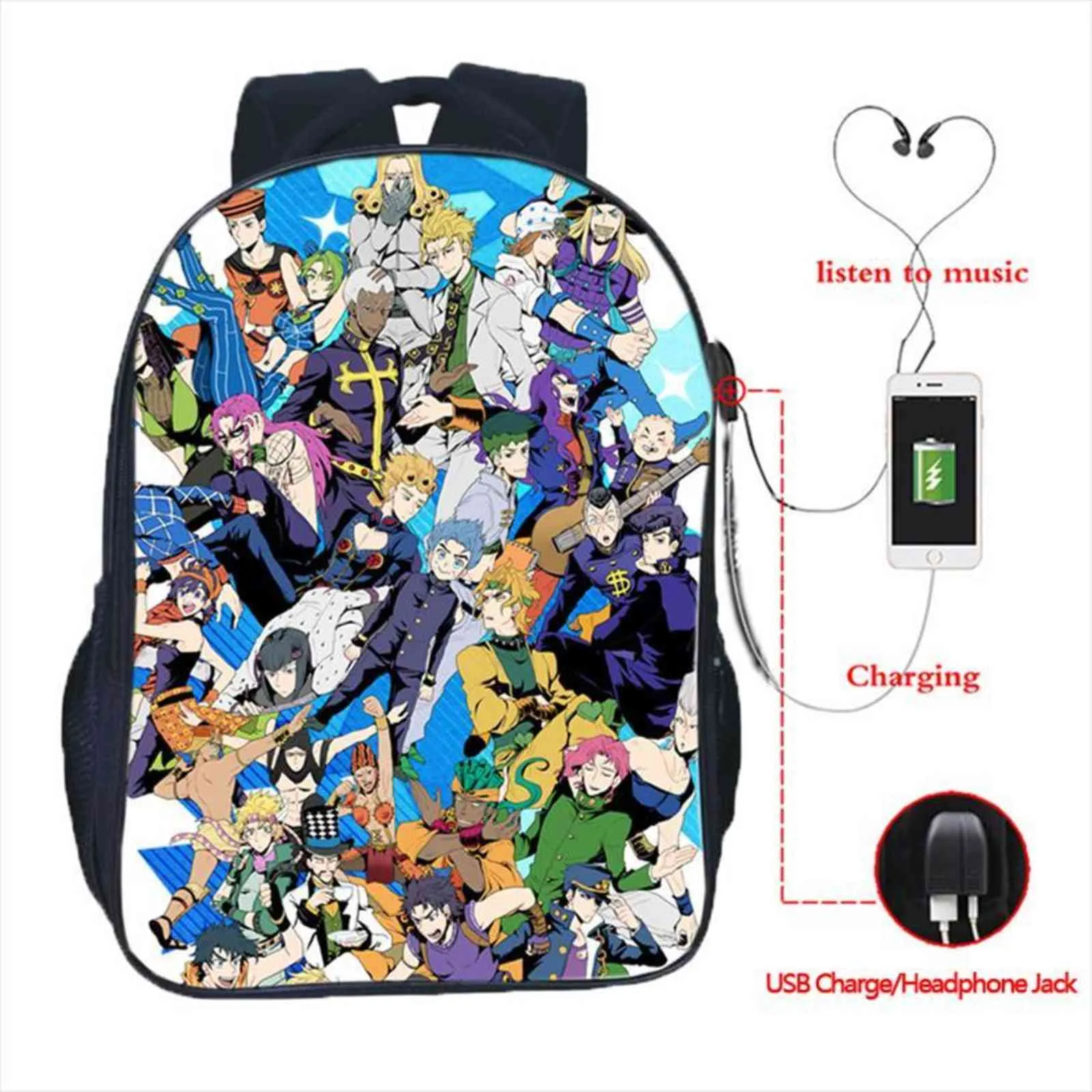 Jojos Bizarre Adventure Backpack Jojo No Kimyou Na Bouken Jotaro Men