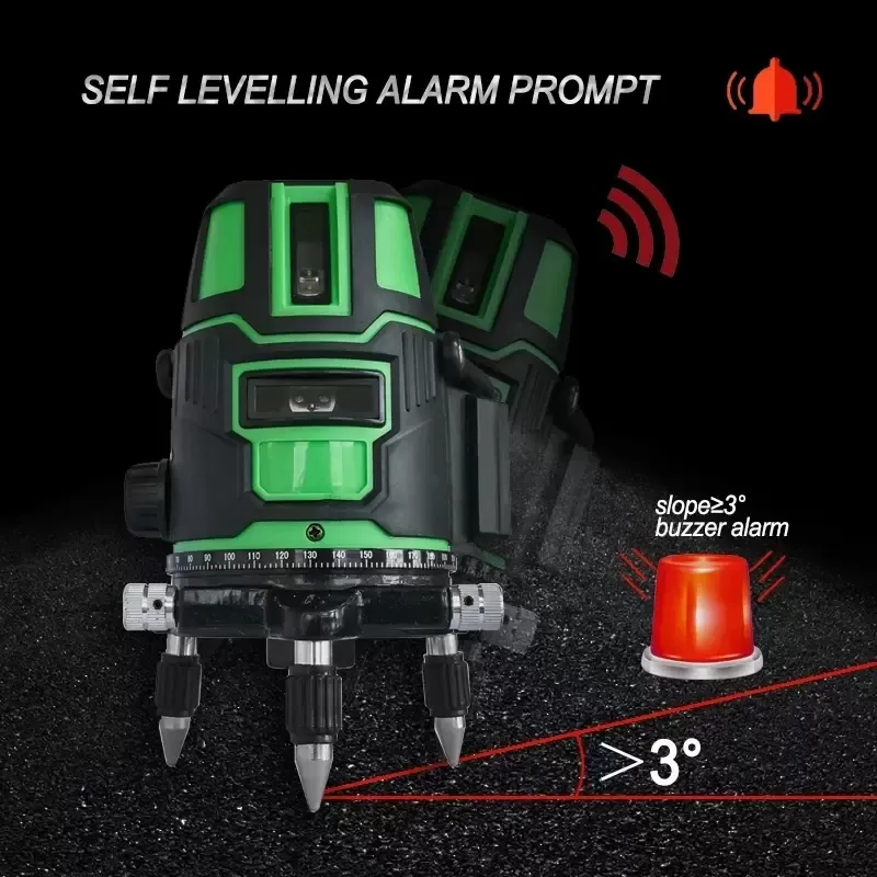 Livella laser 2/3/5 Linee trasversali Autolivellante Raggio verde Alternato Diretto 360 Ruotabile Orizzontale Misurazione verticale