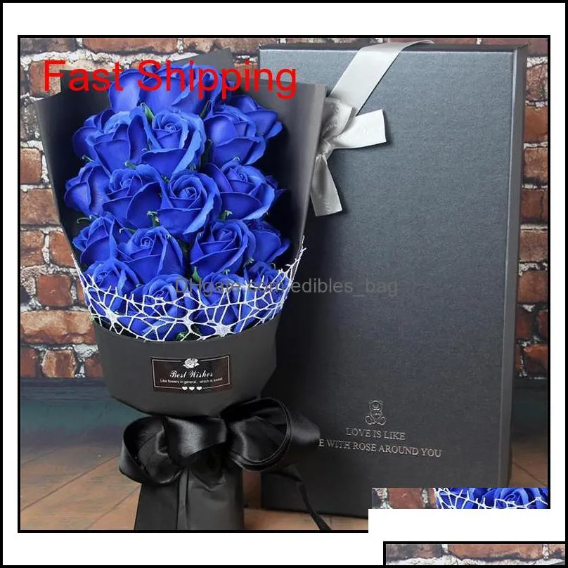 Artificial Soap Rose Flowers Gift Boxes Sets Handmade Bath Rose Flower Valentine`s Day Birthday Wedding Party Gif qylgKM packing2010