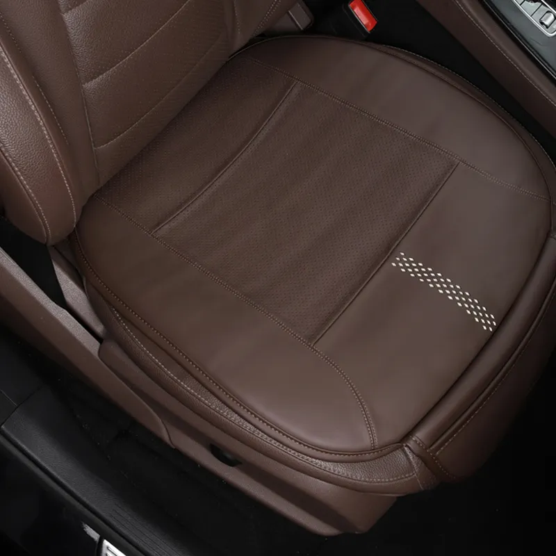 1Pack Car Seat Cushion Breathable Interior Seater Cover Cushion Pad for Auto Supplies Office Chair with NAPPA Leather Universal Mat Brown