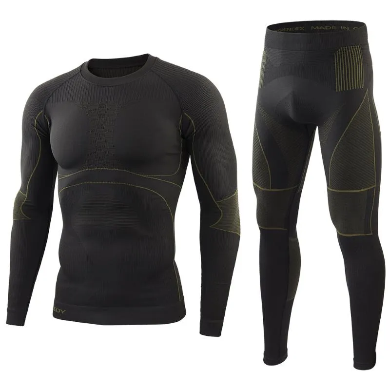 Mens Fleece Lined Thermal Underwear Set For Motorcycle Compression