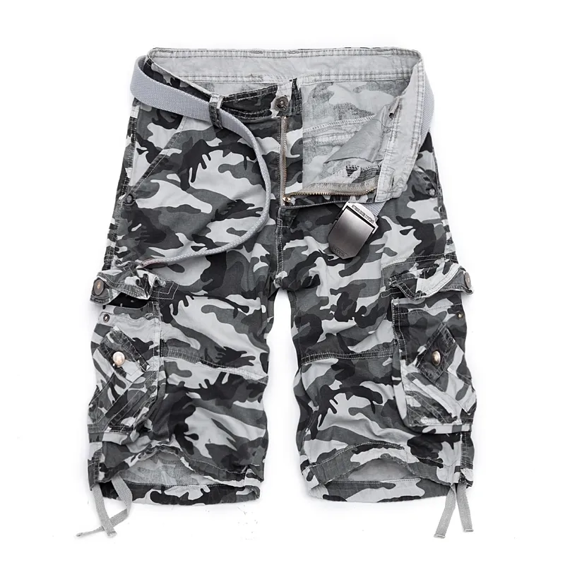 Camouflage Loose Cargo Shorts Hommes Cool Camo Summer Pantalon court Homme Cargo Shorts Plus Taille Marque Vêtements 210316