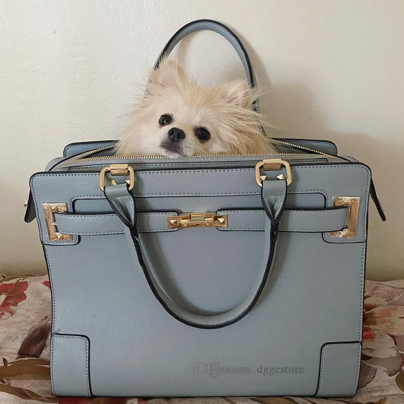 Moda Pu Pet Taşıyıcılar Köpek Taşıyıcı Çanta Köpekleri Çanta Evcil Hayvan Tote Çanta 8lbs küçük köpek ve kedi havayolu onaylı siyah gri C03297U