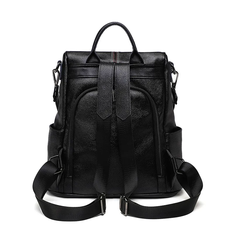 Fashion handbags women`s lychee pattern soft leather trend 2022 new anti-theft backpack school bag multi-purpose travel bags