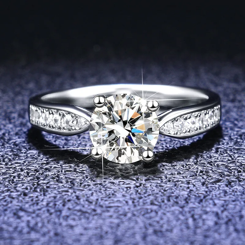 الماس الممتاز قطع D اللون وضوح عالية الأبيض مويسانيت الملكة ستار ضوء خاتم فضة 925 مجوهرات