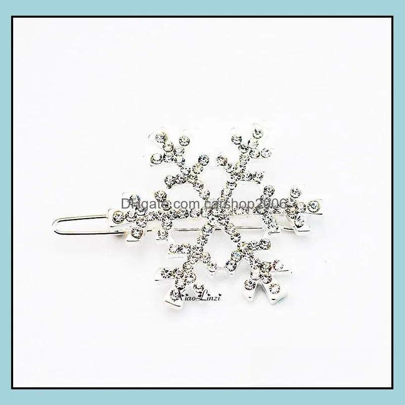 Christmas Snowflake Hairpin Crystal Hair Clips Pin Rhinestone Flower Hair Accessories Halloween for Women Girls Kids Jewelry Gift