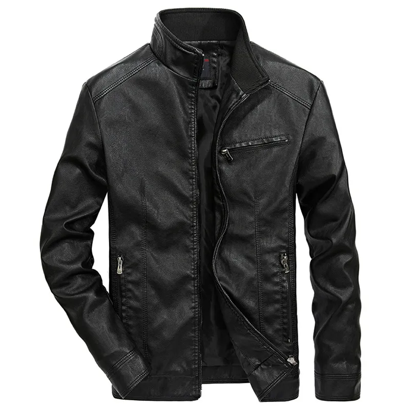 Classic Mens Leather Jackets Stand Collar PU Coat Fashion Male Motorcycle Leather Jacket Casual Slim Fit Mens Brand Clothing 5X