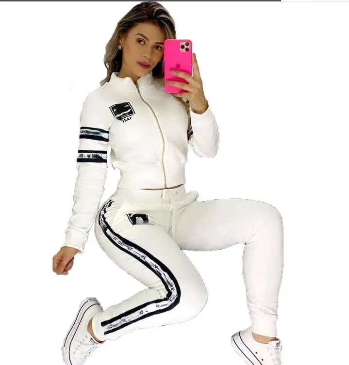 Vêtements de sport en plein air lettre imprimer femme Sexy loisirs confortable deux pièces ensemble survêtements