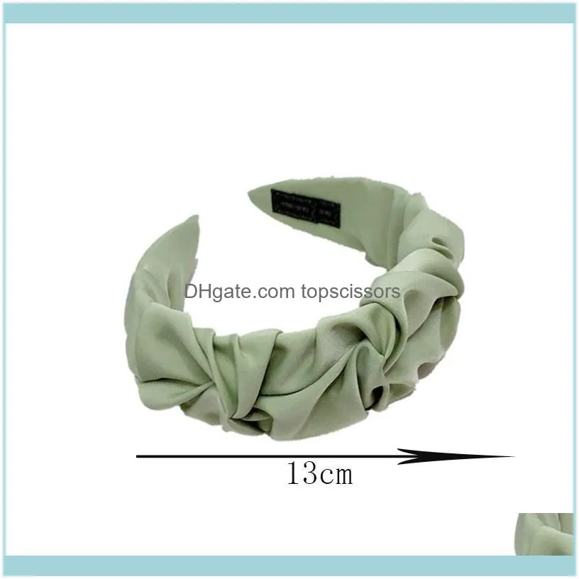 Fashion Hair Accessories Wrinkled Headband Women Candy Solid Color Wide-brim Knotted Face Wash Hairband Headbands Girl Band1