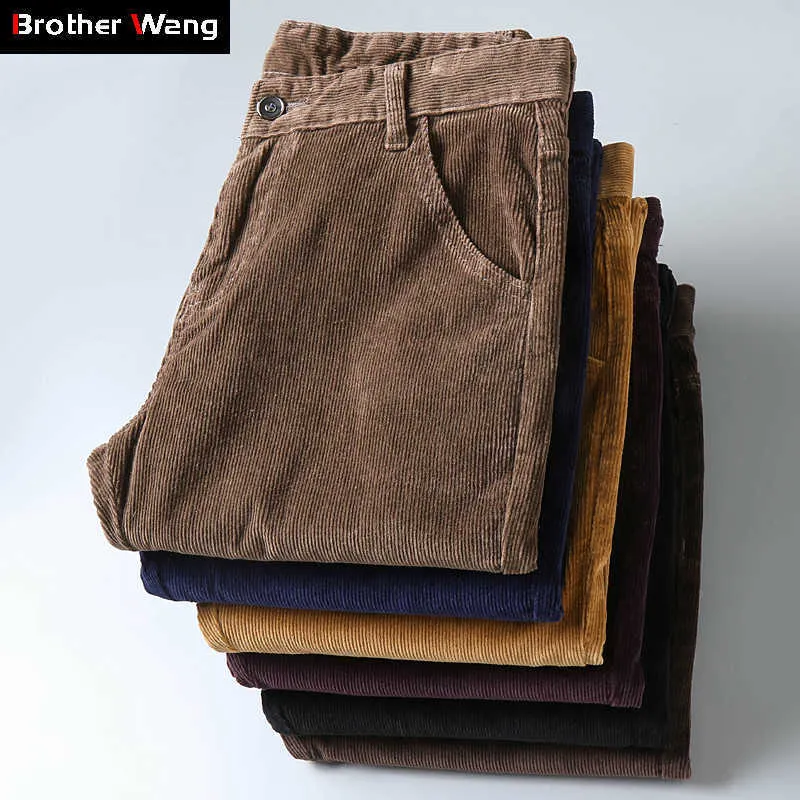 6 Kleur Heren Dikke Corduroy Casual Broek Winter Stijl Zakelijke Mode Stretch Regelmatige Fit Broek Mannelijke Merk Kleding 210616