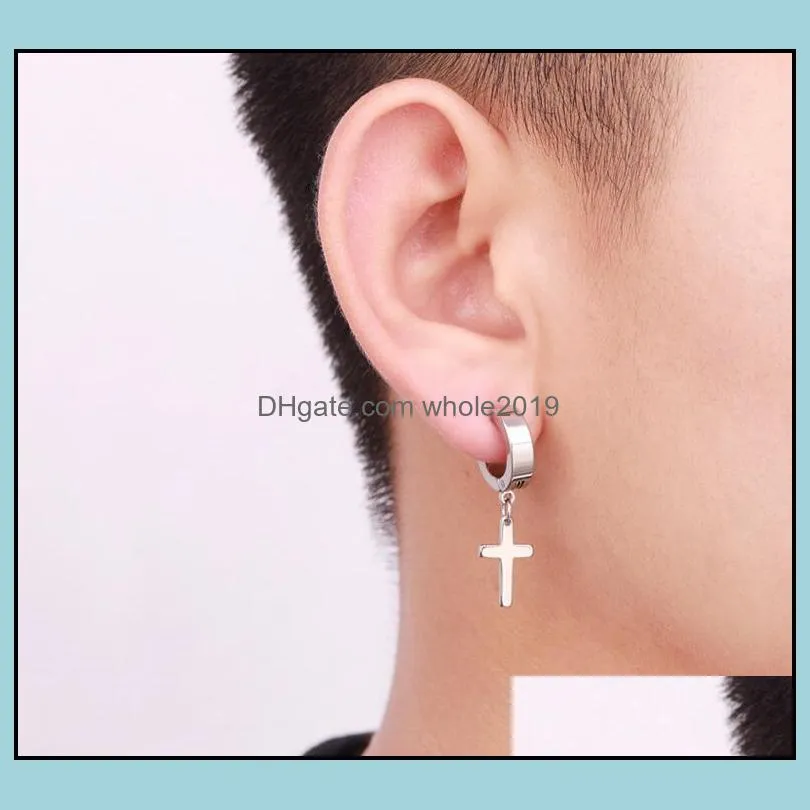 NEW 4 Colors Allergy Free Cross Ear Clasp Fashionable Titanium Punk Ear Studs Stainless Steel Earrings 30pcs Epacket