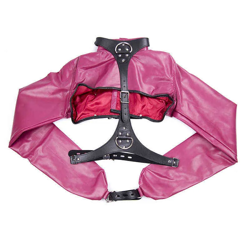 NXY SM Bondage Fetish Female Open Breast Cupless Leather Bondage Strait Jacket Top Women's Restraint Rak Sex Kostymer 1126