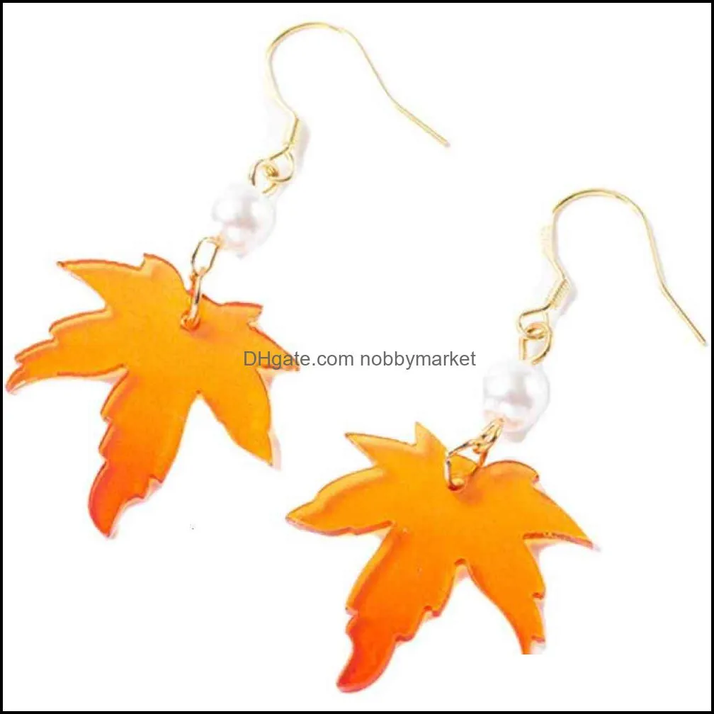 earrings Hot selling Hefeng series simple temperament maple leaf earrings pearl long women`s Earrings