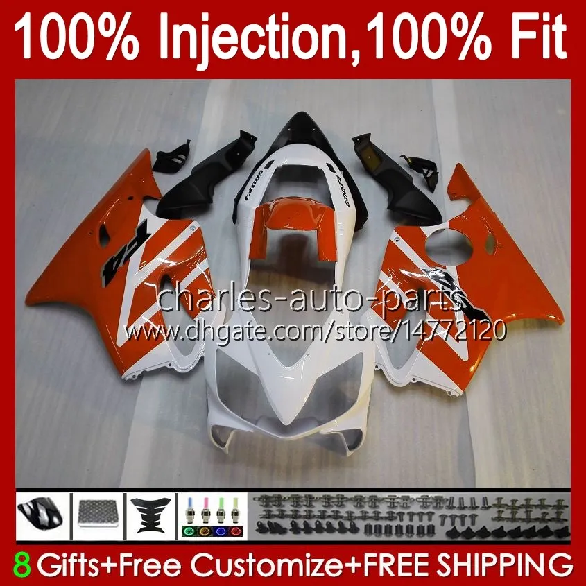 100% FIT OEM Łamyki do Hondy CBR 600F4 600FS 600 F4 FS Biały Pomarańczowy CC 99-00 Body 54NO.218 600CC CBR600 F4 CBR600F4 99 00 CBR600FS 1999 2000 Wtrysk