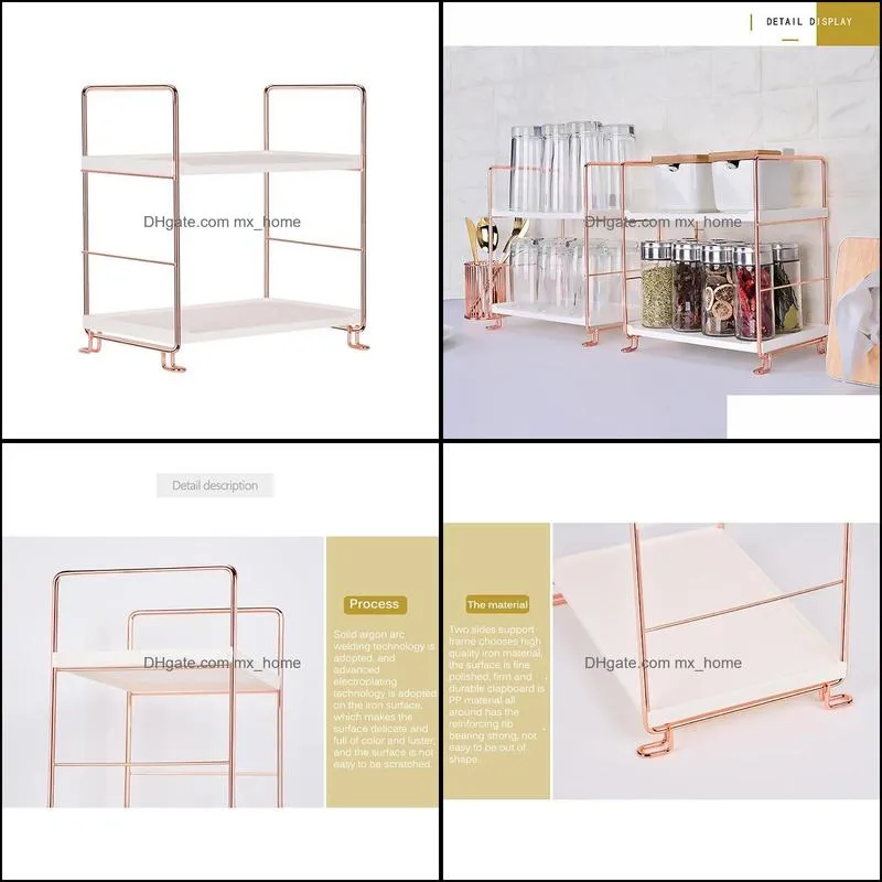 Iron Storage Shelf Rack For Kitchen Storage Rack Bathroom Organizer Double Layer Assembly Cosmetic Bathroom Shelf Basket