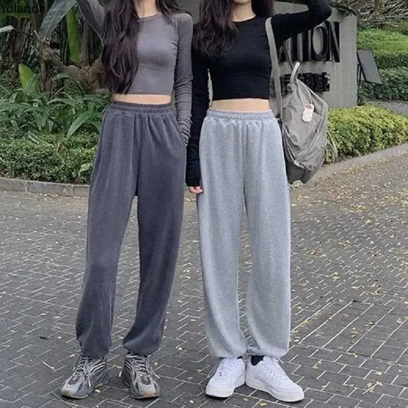 Korean Fashion Gray Harajuku Joggers For Women Oversized Loose