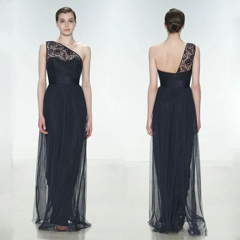Elegancka hiszpańska czarne formalne sukienki wieczorowe jedno ramię koronkowe tiul długie suknie balowe suknie druhny afrykańskie dziewczęta specjalne okazję nosić szatę de soriee 2023