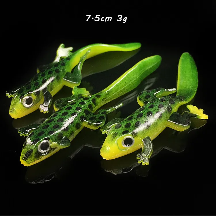 20pieces/lote 7.5cm 3g elliot sapo isca macia isca de olhos 3D Equipamento de pesca de silicone F-2