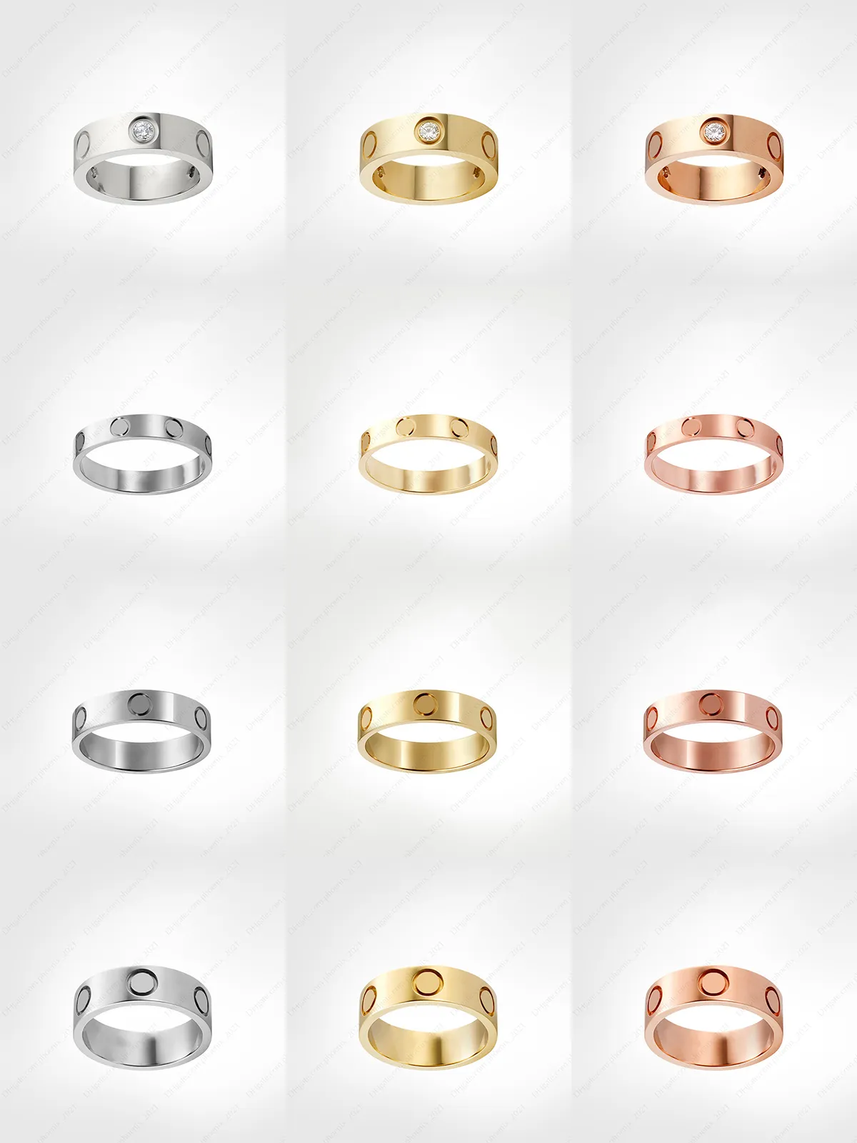 Love vis rings mens anneaux classiques de luxe de luxe bijoux femmes titanium en acier en alliage or argent doré rose jamais fondu n'est pas allergique -4 / 5/6 mm