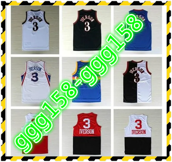 2021 Georgetown Hoyas 3 Allen Iverson College Jersey Rev 30 Matériel Shirts Jetez des uniformes Red Gris Bleu Blanc Blanc