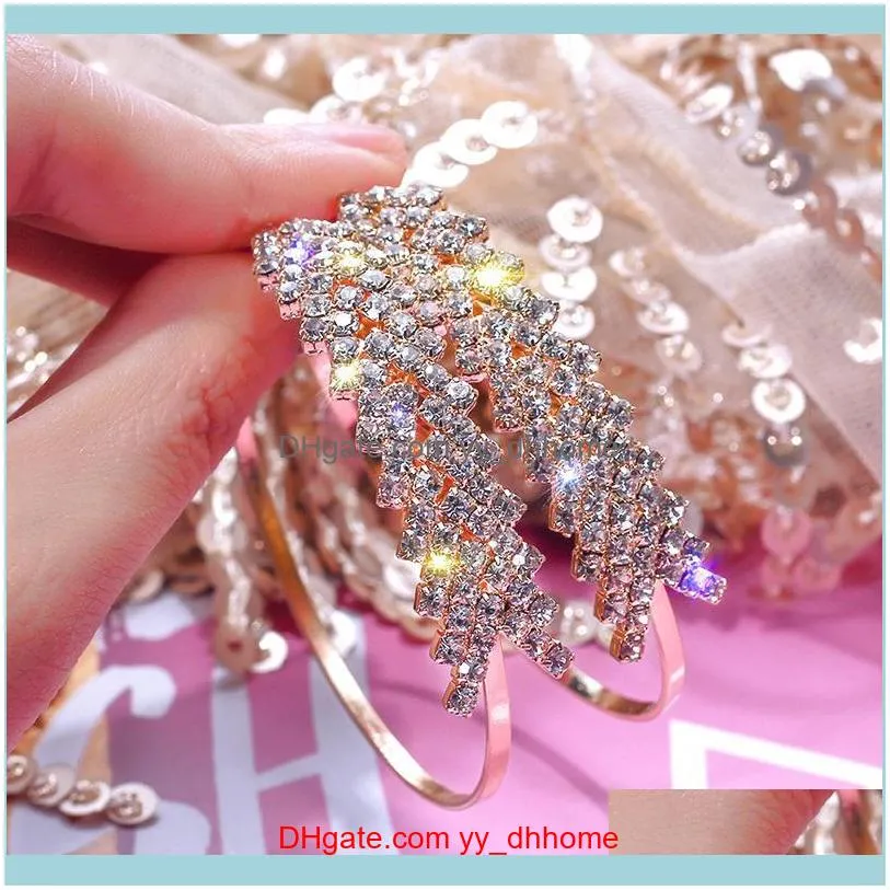 Luxury Shining Gold Silver Color Rhinestone Earring Fashion Big Round Hoop Earrings For Women Wedding Party Jewelry Gift & Huggie