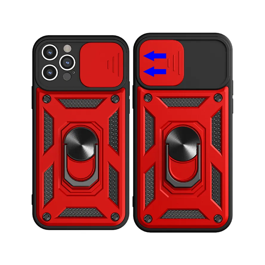 Custodie per armature antiurto Protezione per obiettivo della fotocamera Supporto per anello magnetico Cover posteriore per iPhone 11 12 Pro Max XR XS X 7 8 Plus