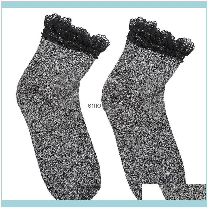 Sports Socks Women Cycling Tennis Yoga Floral Edge Lace Warm Winter For Outdoor Road Bicycling
