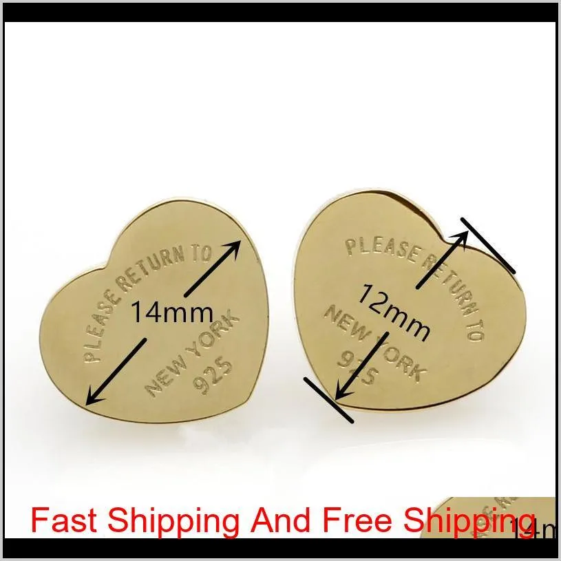 three color heart earrings for women romantic lovely stainless steel stud earrings with english letters fine jewelry gift