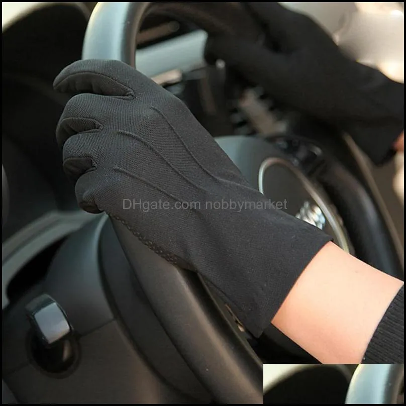 Summer Sun Protection Gloves Male Thin Breathable Anti-Slip Driving Gloves Anti-UV Full Fingers Man Mittens SZ105W1 201020