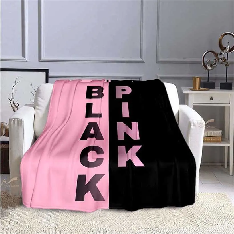 Zachte gooi deken zwart roze kpop pluche koreaanse band decoratie Panther fans s voor sofa stoel 220112