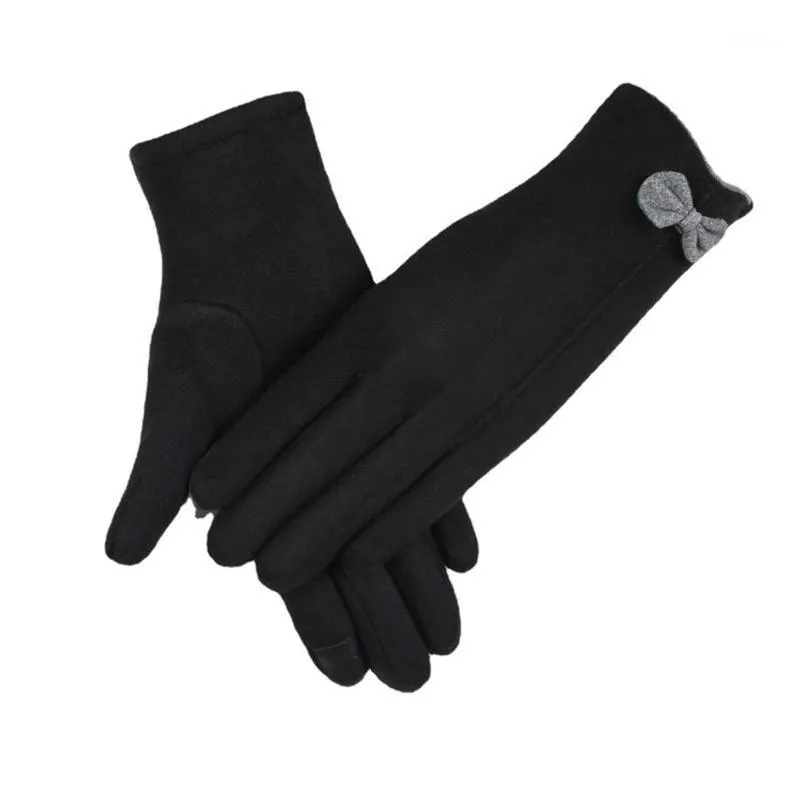 Fünf Fingerhandschuhe 2021 Winter Damen Kalter Touchscreen Wildleder Warme Plüsch Dame Weibliche Fahrhandschuhe Hohe Qualität