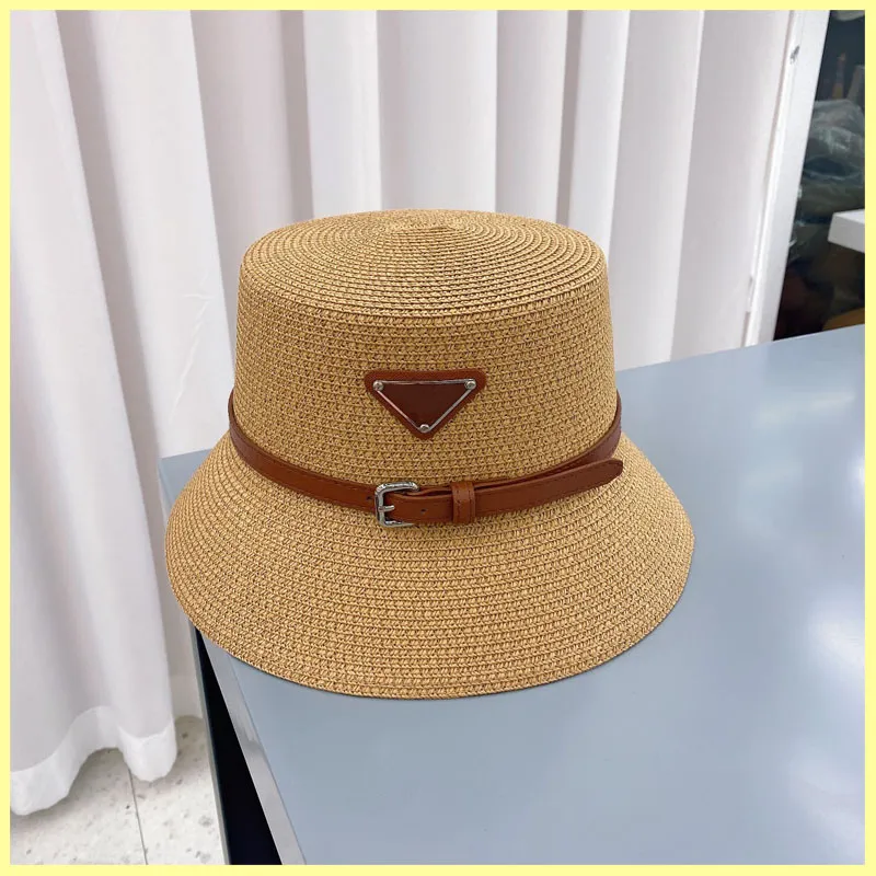 Fashion Women Straw Designers Hats Wide Brim Cap Bucket Hat Gorro Famous Brand Wholesale Prices Belt Buckle Papyrus Bucket Caps 21071004R