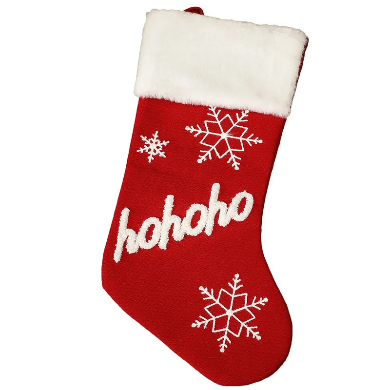 Christmas Stockings Red Non-woven Happy Joy Design Candy Gift Storage Socks Winter Home Fireplace Decoration