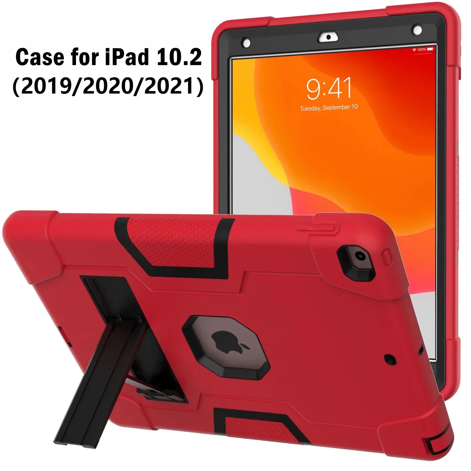 Estuche para tableta Heavy Armor para iPad 10.2 [7.ª/8.ª generación] Mini 6/5 Air 4/3/2/1 Pro 11/10.5/9.7 pulgadas, [Serie B] Funda protectora a prueba de golpes de 3 capas con función atril, 10PCS