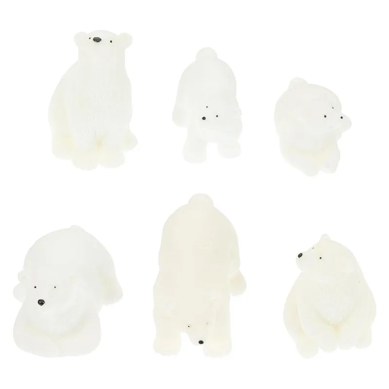 Decoração de festa 6 pcs urso polar modelos de resina Animals ornamentos desktop