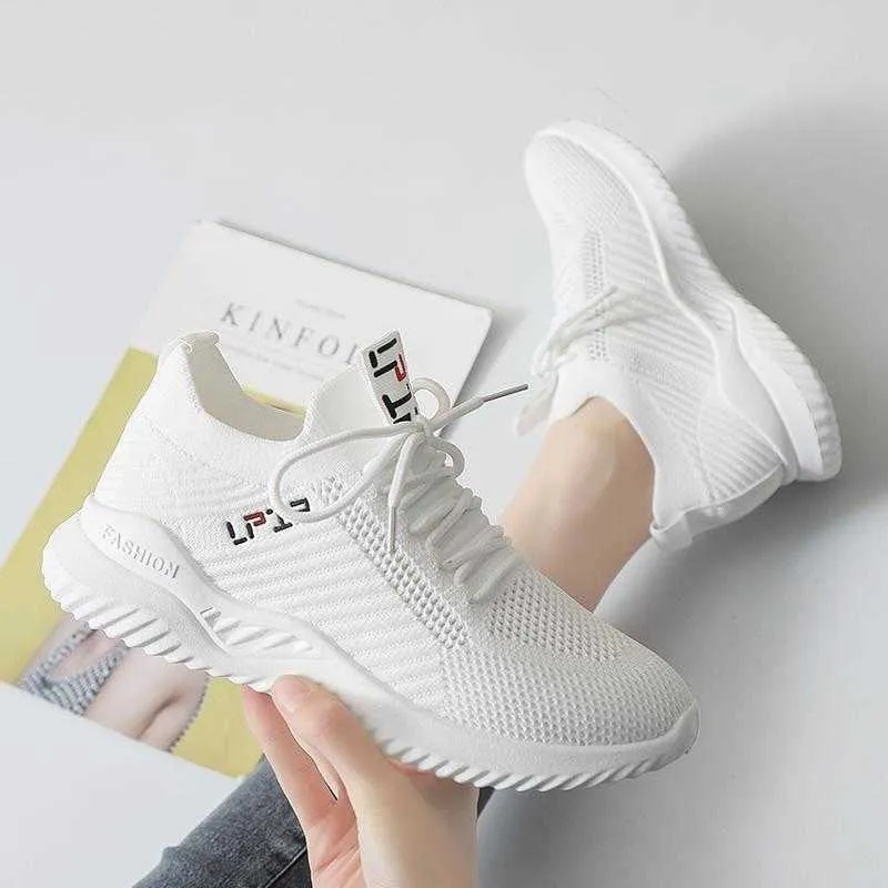신발 여성 2021 여름 새로운 통기성 캐주얼 흰색 신발 여성 여성을위한 한국 패션 스포츠 womens 신발 Y0907