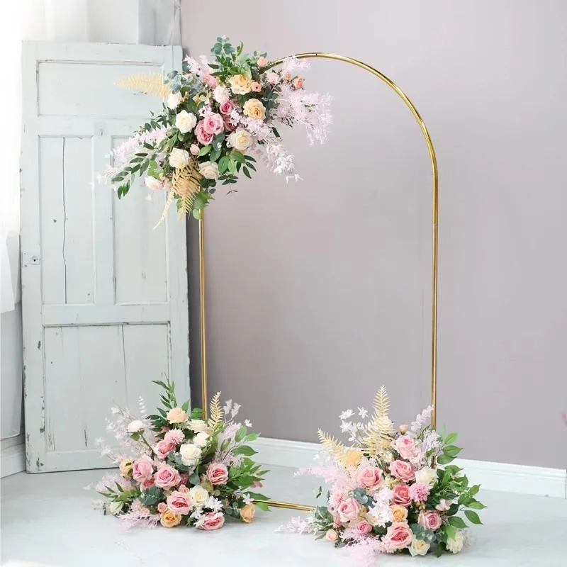 Party Decoration Wedding Arch Props Wrought Iron Round Arc Artificial Flower Frame Geometric Stand Birthday Background Balloon Display