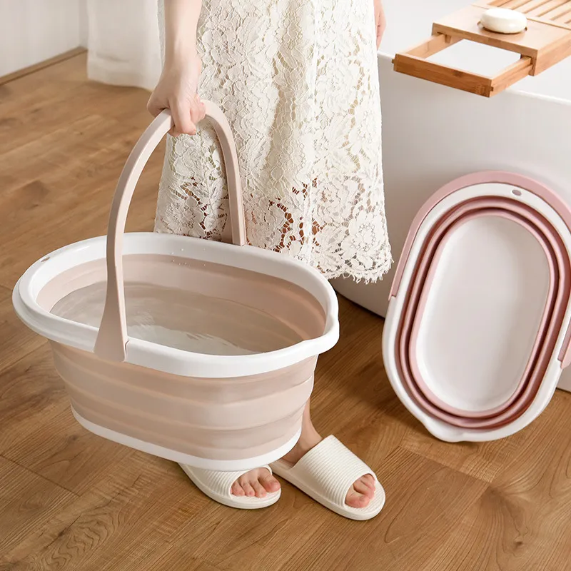 Seau Vadrouille Pliable Avec Roues - 12L - Silicone Et PP - Nettoyage Maison Facile