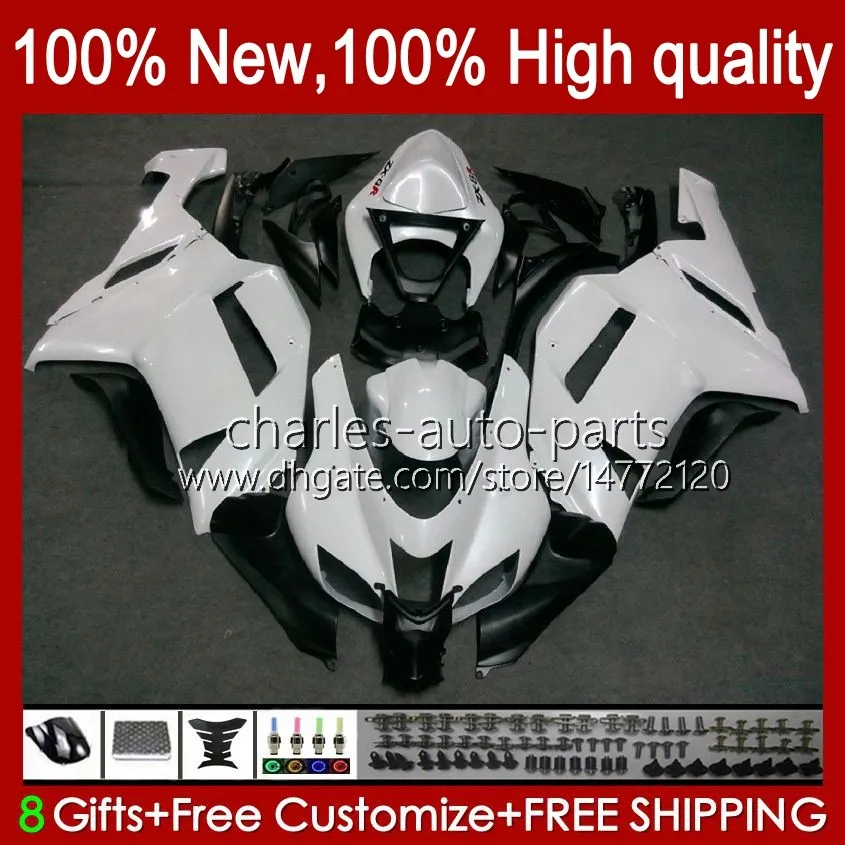 Kawasaki Ninja ZX600C ZX-600 ZX 6R 600CC 6 R ZX636 07-08 BODYWORK 10NO.10 ZX-636 600 CC ZX6R 07 08 ZX-600 ZX 636 ZX-600 2008 Bodys Kit Pearl White