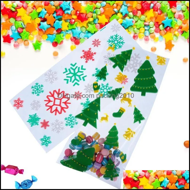 400pcs Christmas Cellophane Bags Clear Candy Cookie Treat Gift Wrap