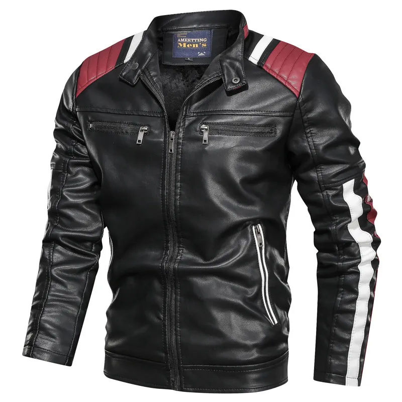 black leather men's casual jackets amazon
