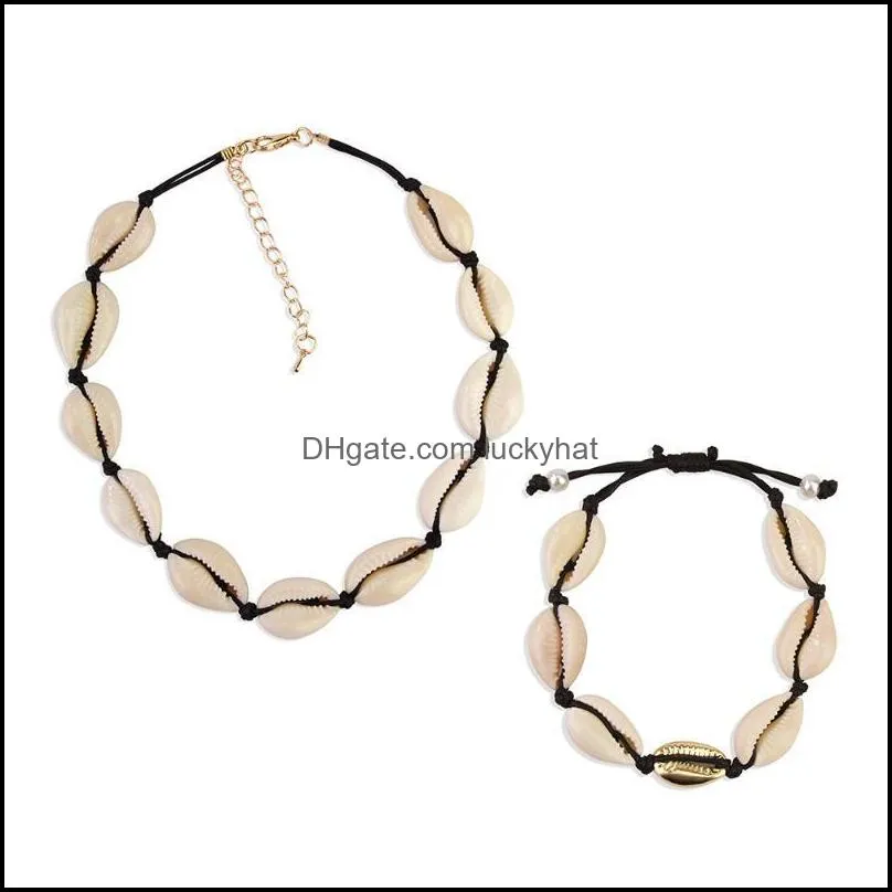 Hot Shell Necklace Black Rope Chain Women Necklace Seashell High Quality 2020 Fashion Beach Accessories