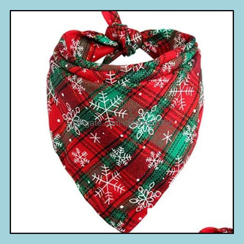 NEWDog Bandana Xmas Plaid Single Layer Pet Scarf Triangle Bibs Kerchief Pets Accessories Bibs for Small Medium Large Dogs Xmas Gifts